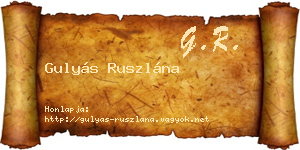 Gulyás Ruszlána névjegykártya
